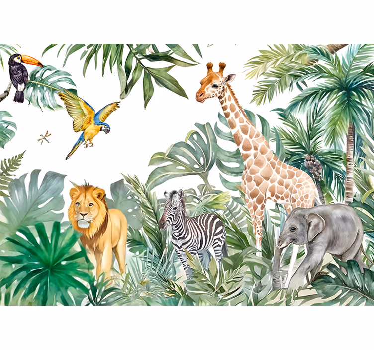 Dieren in het wild fotobehang verschillende dieren - TenStickers