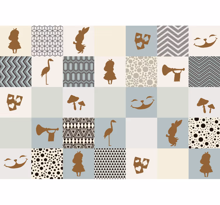 Verhaal silhouet collage fotobehang kinderkamer - TenStickers