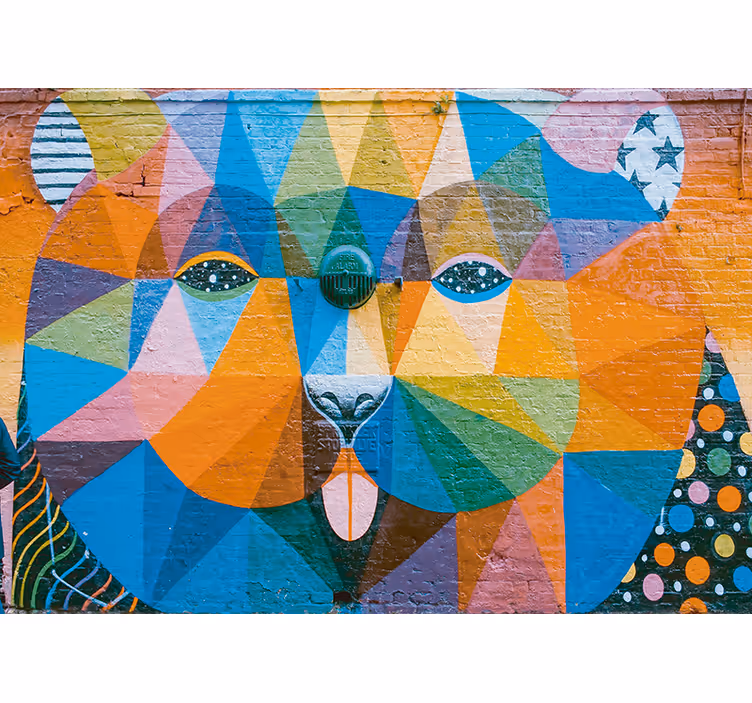 Geometrische katachtige Fotobehang graffiti - TenStickers