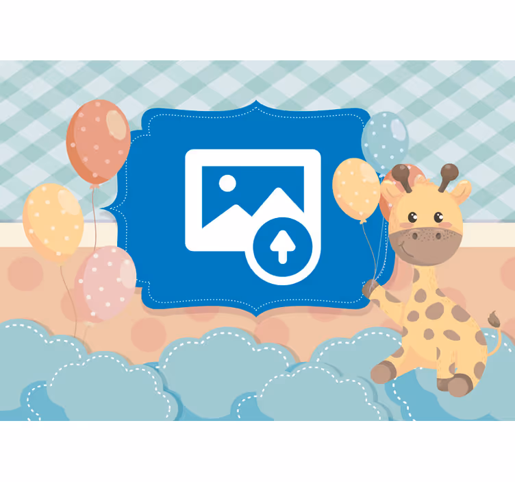 Giraffe met op maat gemaakte foto foto behang babykamer - TenStickers