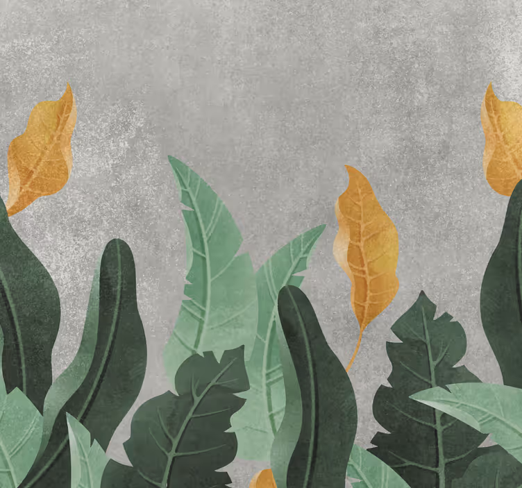 Planten op beton fotobehang woonkamer - TenStickers