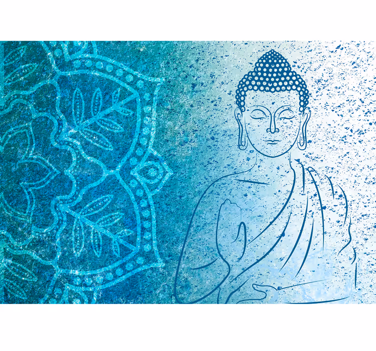 Fotobehang mandala Boeddha blauw - TenStickers