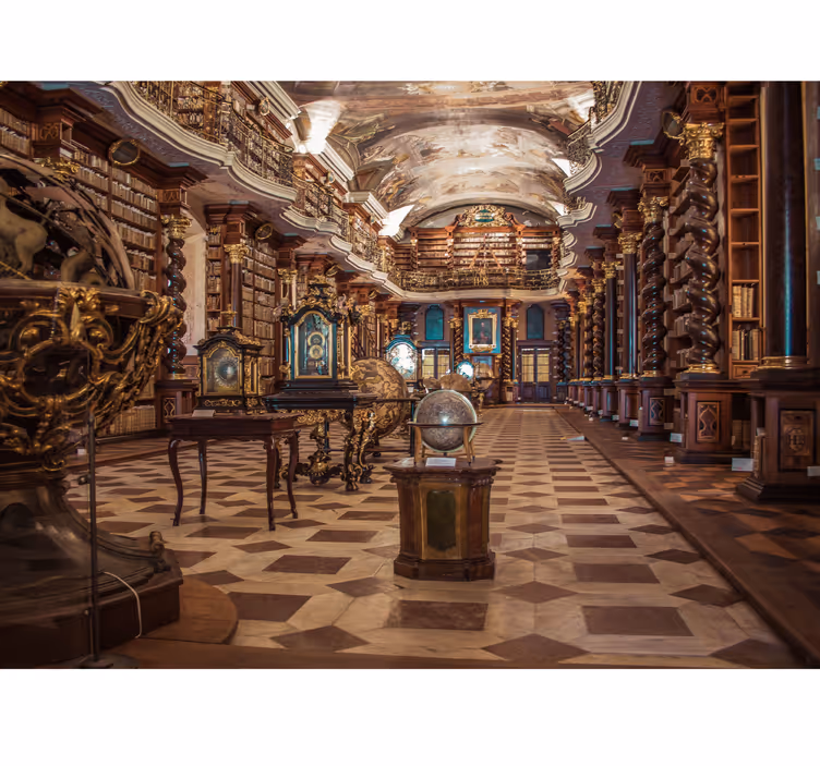 Vintage foto behang Oude bibliotheek - TenStickers