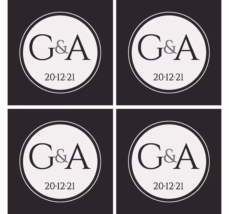 Gepersonaliseerde klassieke huwelijksonderlegger voor glazen - TenStickers