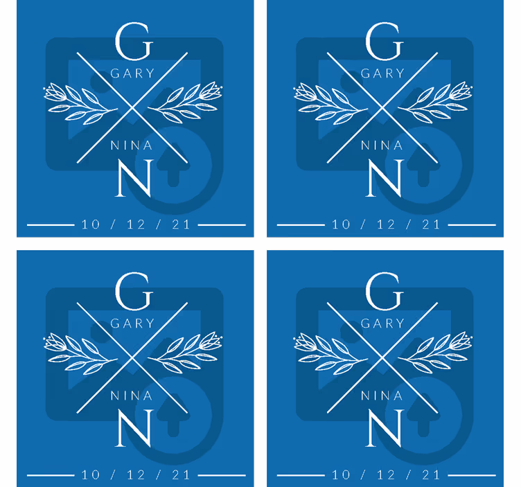 Onderzetters bruiloft gepersonaliseerde initialen koppel - TenStickers