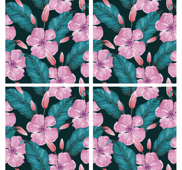 Onderzetters met bloemen- en bladpatroon - TenStickers