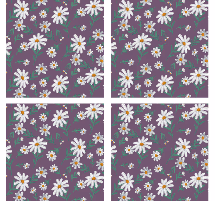 Onderzetters paars bloemenpatroon - TenStickers