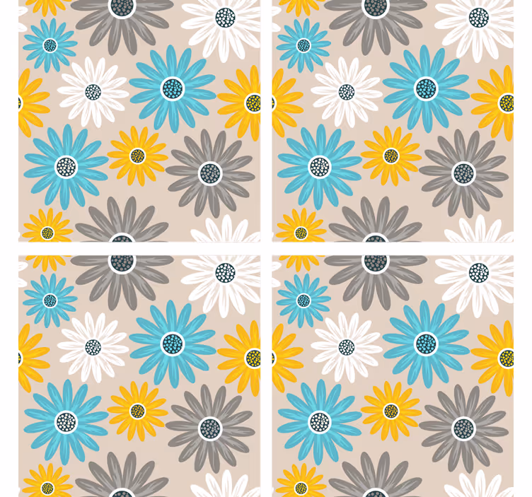 Onderzetters met levendige bloemmotieven - TenStickers