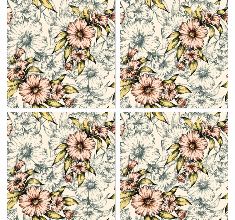 Onderzetters bloemig patroon kunst - TenStickers