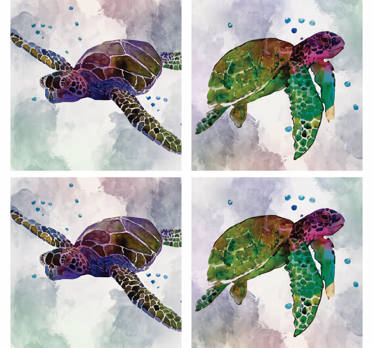 Vintage onderzetters kleurrijke zeeschildpadden - TenStickers