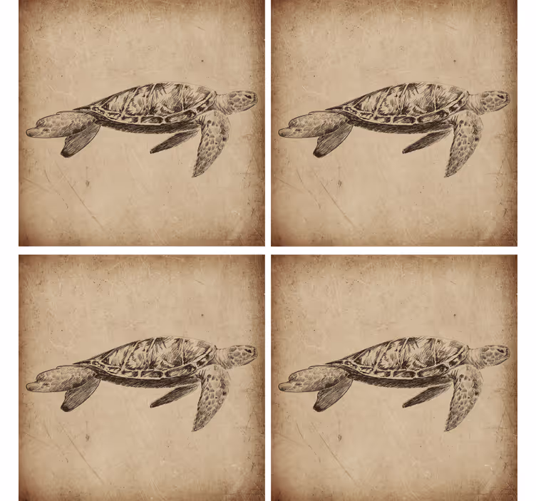 De vintage onderzetter van de schildpadillustratie - TenStickers
