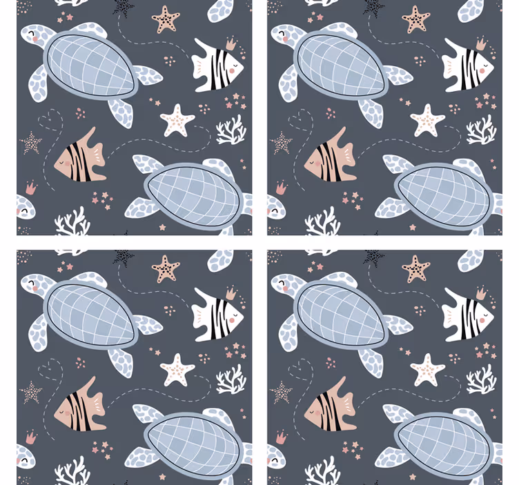 Enge onderzetters zeedierenpatroon - TenStickers
