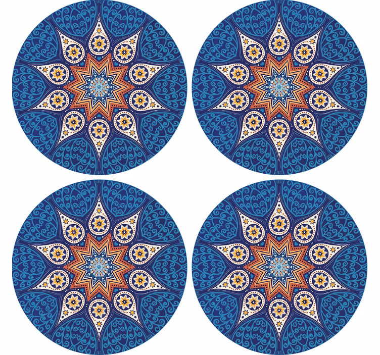Onderzetters intricate blauwe mandala ontwerp - TenStickers