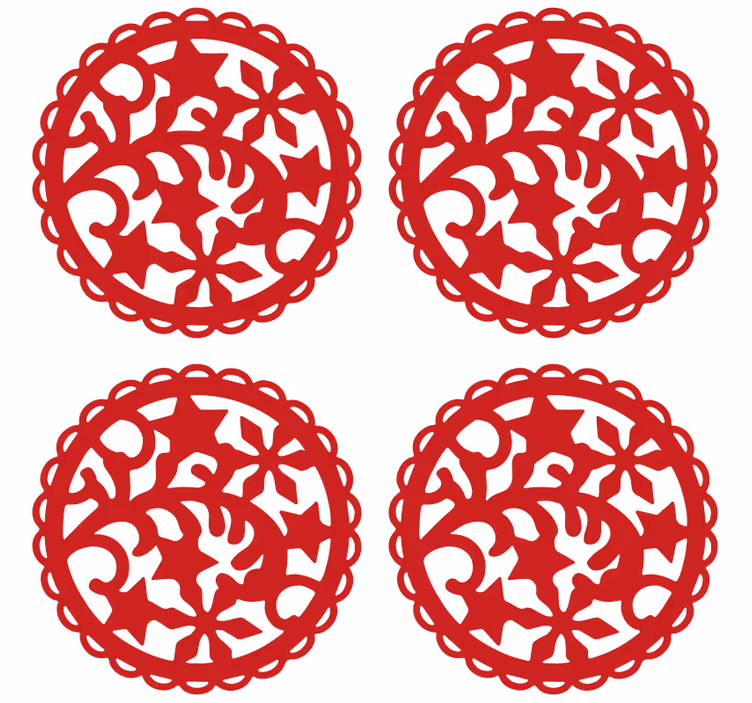 Enge onderzetters met ingewikkeld rood patroon - TenStickers