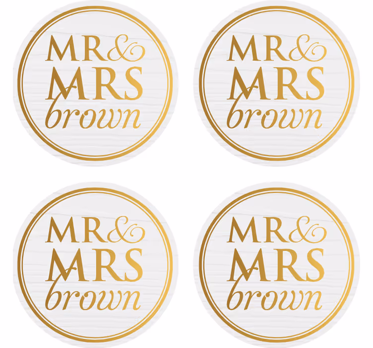 Onderzetters bruiloft Elegante heer en mevrouw voor bruiloften aa - TenStickers