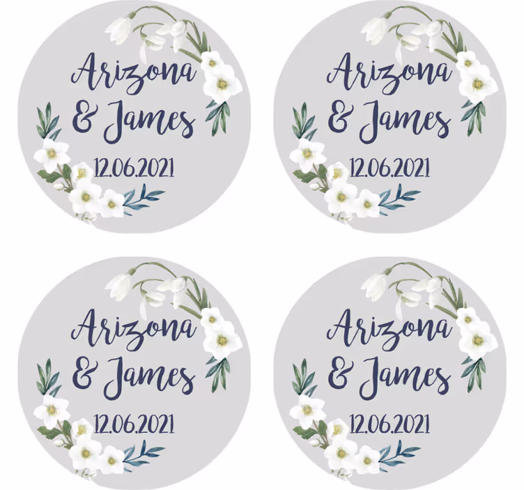 Onderzetters bruiloft Bloemen bruiloft klantgericht - TenStickers