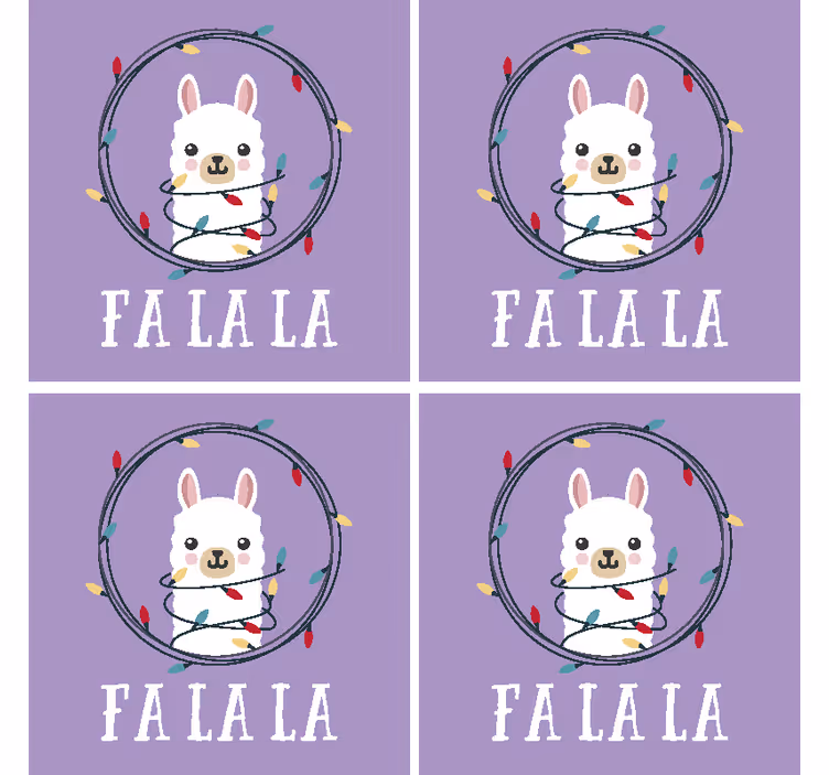 Kerst onderzetters met vrolijke lama feestvreugde - TenStickers