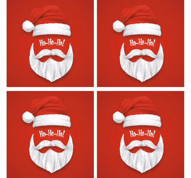 Kerst onderzetters met kerstman muts illustratie - TenStickers
