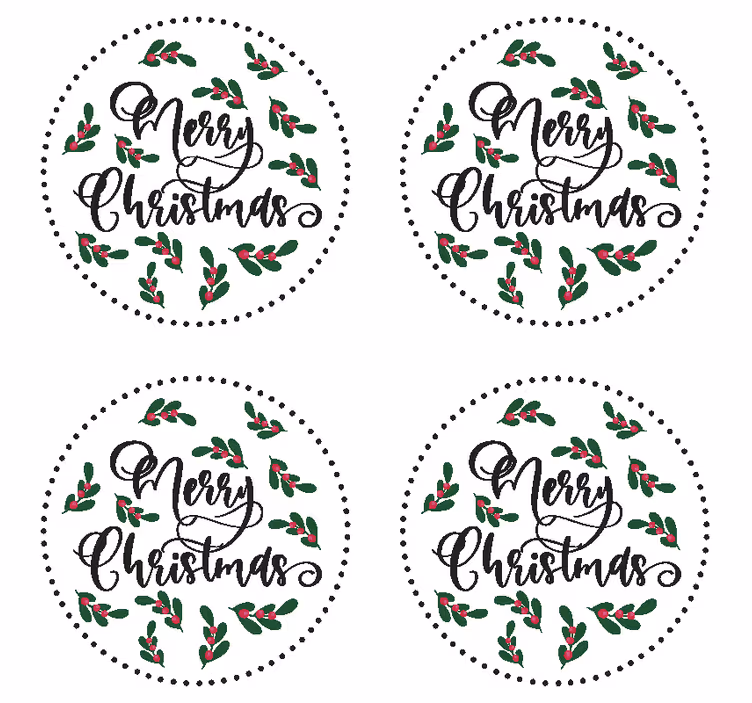 Kerst onderzetters merry christmas hulst design - TenStickers