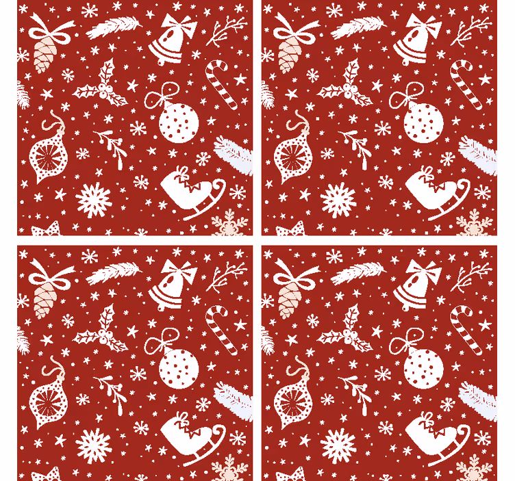 Kerst onderzetters Rode kerst patroon - TenStickers