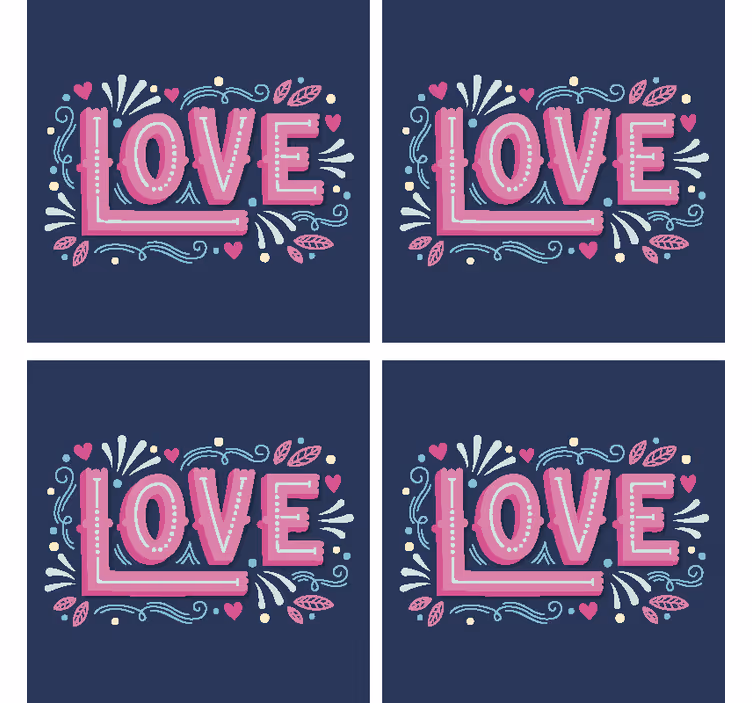 Tekst onderzetters speelse liefde typografie - TenStickers