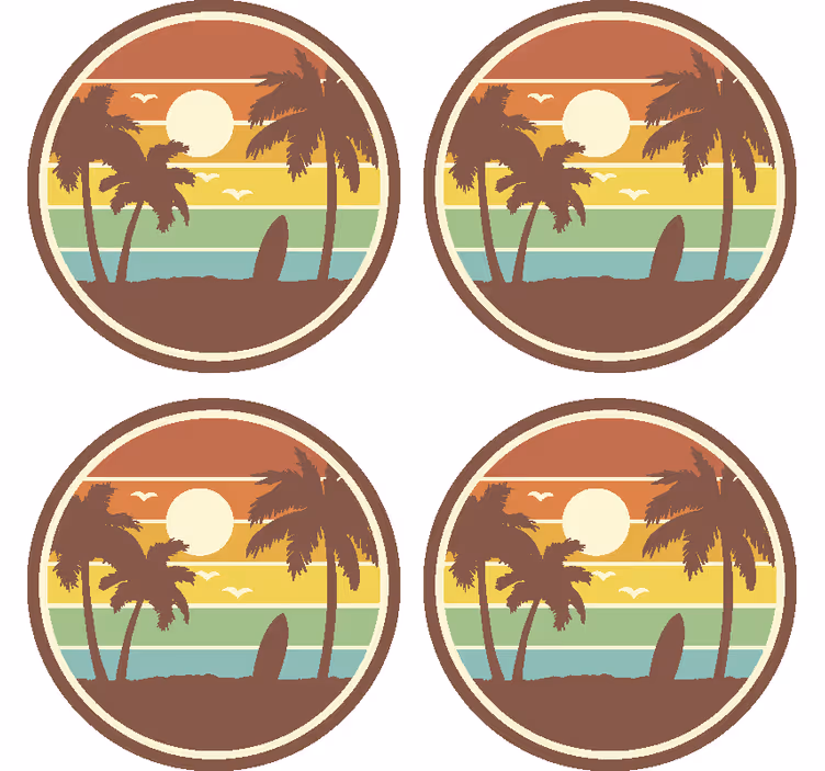 Retro surflandschap onderzetter - TenStickers