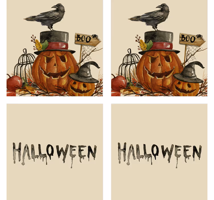 Halloween onderzetters pompoen kraai scène - TenStickers