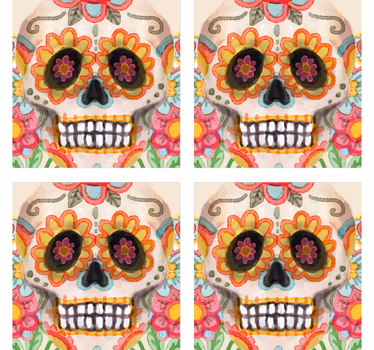 Halloween onderzetters kleurrijke suikerkop - TenStickers
