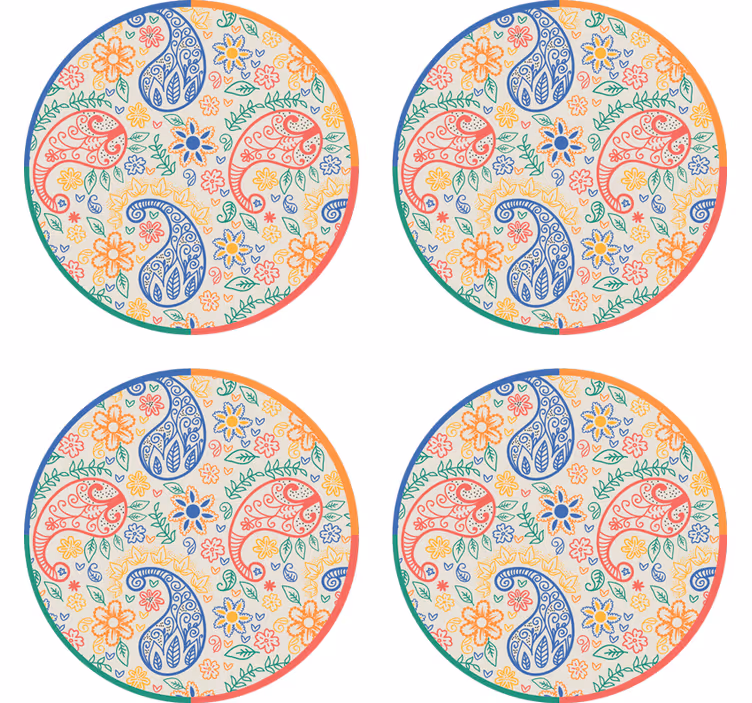 Enge onderzetters met kleurrijke bloempatronen - TenStickers