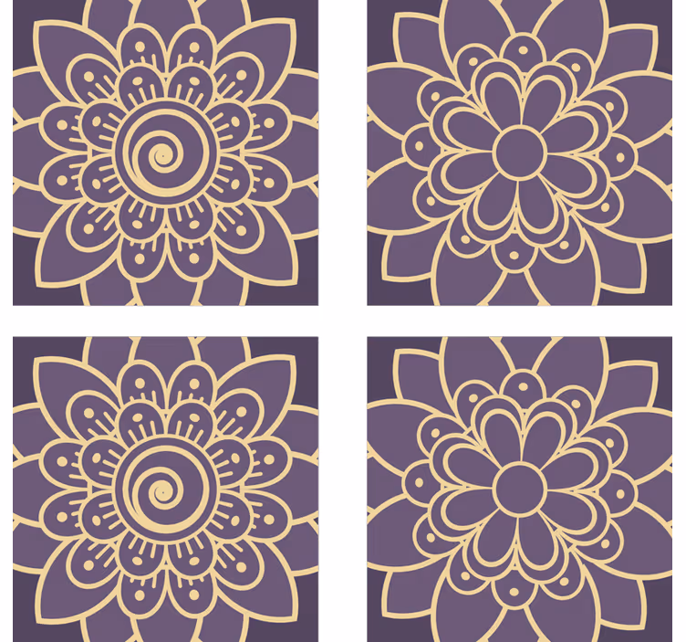 Onderzetters met bloemige gouden patronen - TenStickers