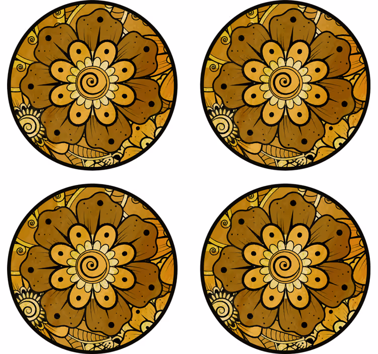 Onderzetters met een ingewikkeld bloemmotief - TenStickers