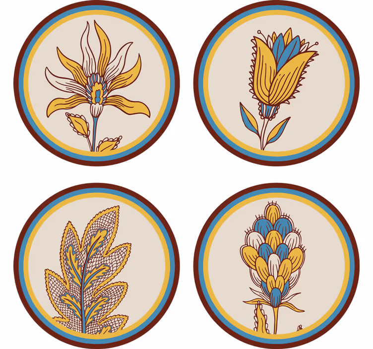 Onderzetters bloemmotief set - TenStickers