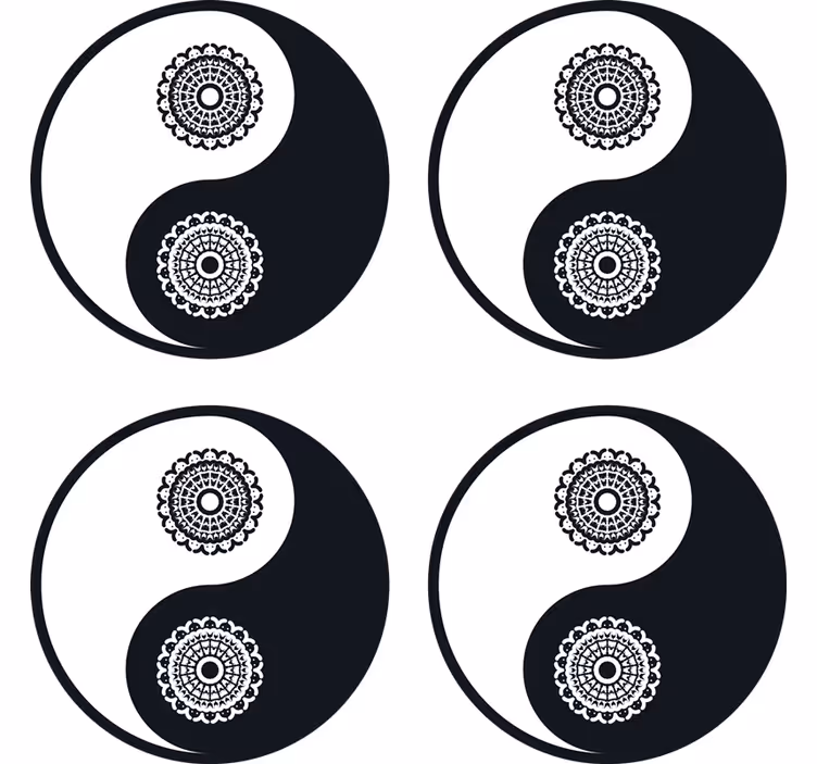 Enge onderzetters yin yang mandala patronen - TenStickers