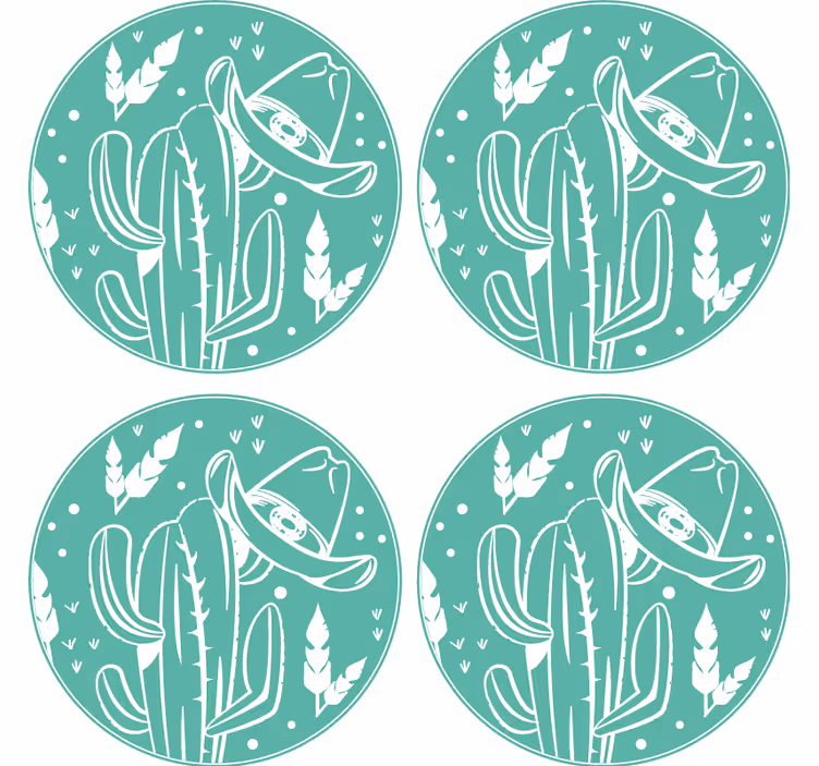 Enge onderzetters cactus met hoed - TenStickers