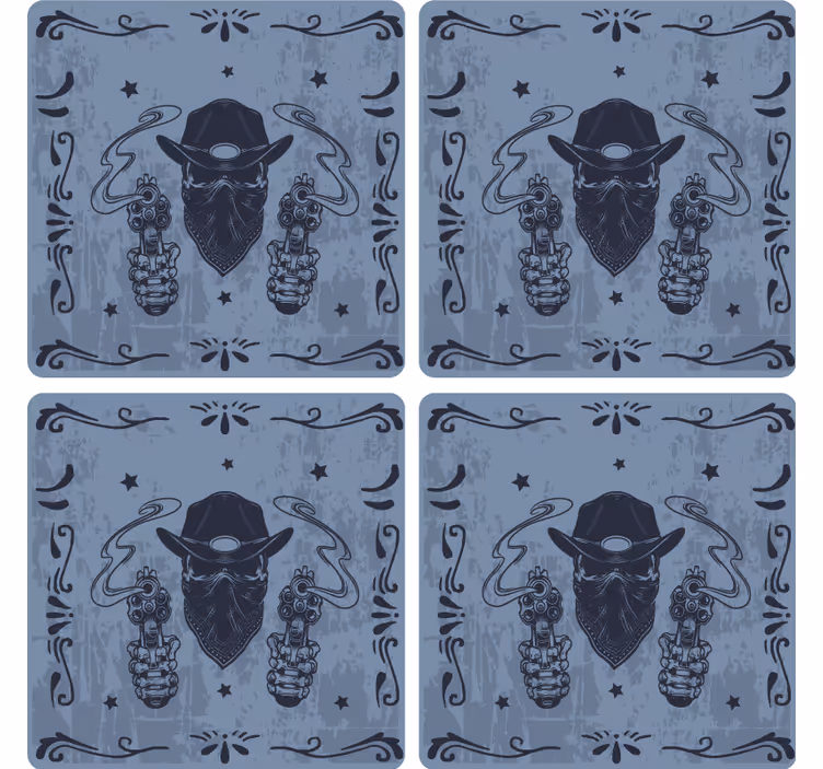 Enge onderzetters cowboy met dubbele geweren - TenStickers