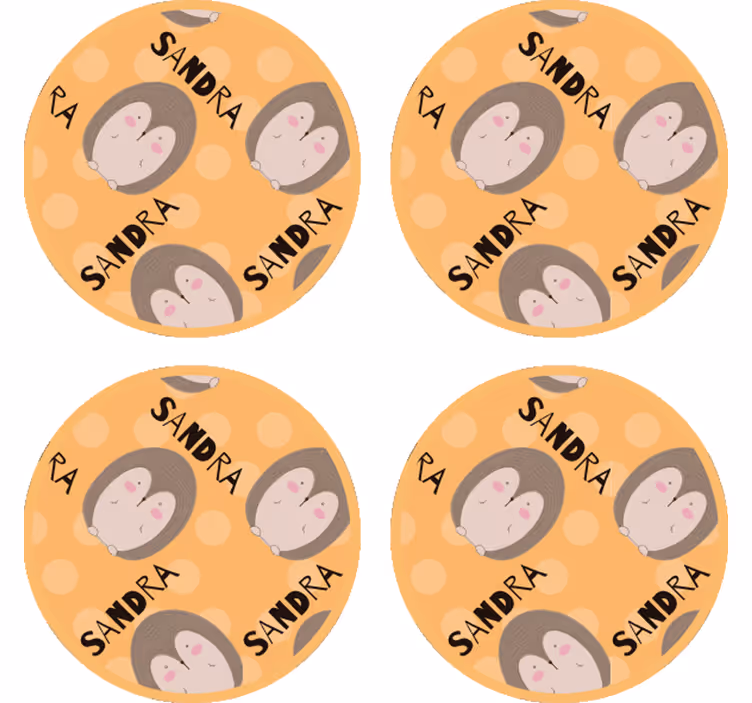 Gepersonaliseerde onderzetters schattig egeltjespatroon - TenStickers