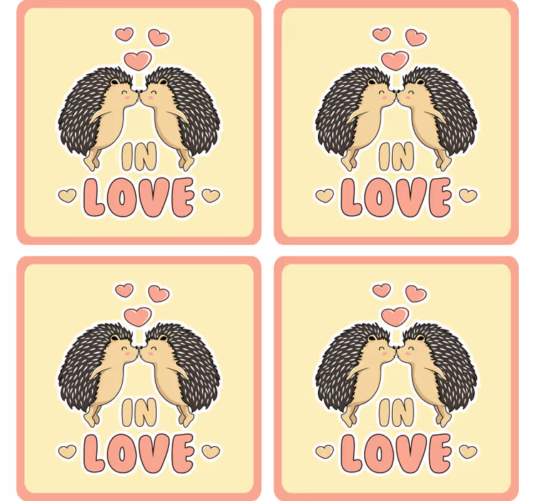 Moderne onderzetters hedgehogs kissing hearts - TenStickers