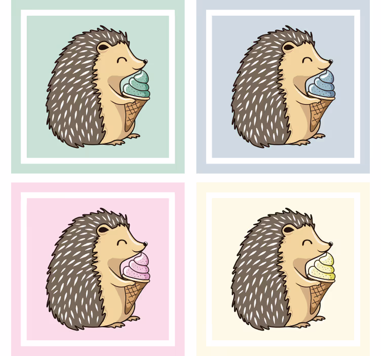 Enge onderzetters egel met ijsje - TenStickers