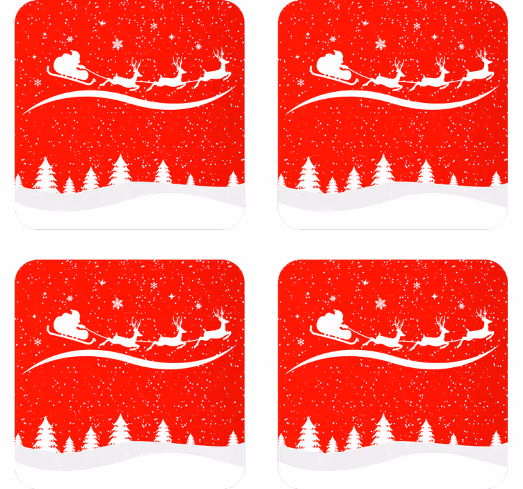 Onderzetters kerstman op slee - TenStickers