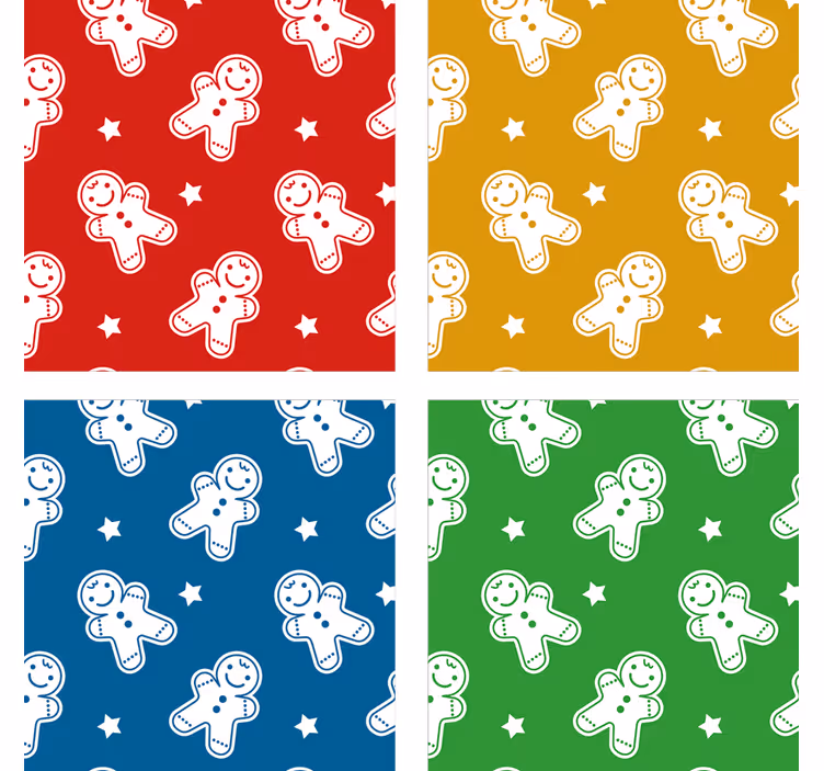 Kerst onderzetters met peperkoeken figuren patroon - TenStickers