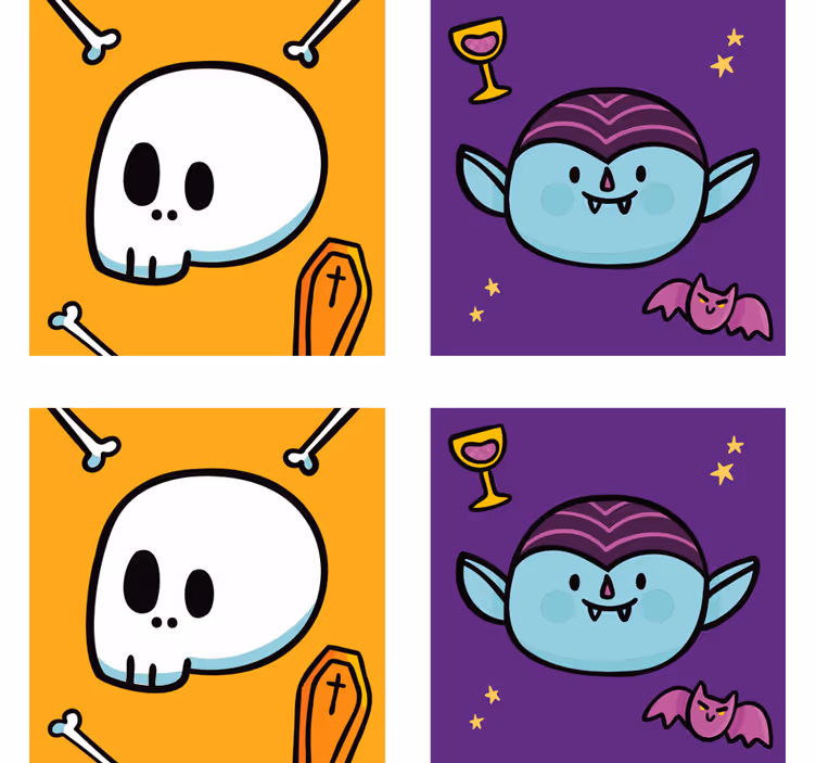 Halloween onderzetters leuke schedel vampier gezichten - TenStickers