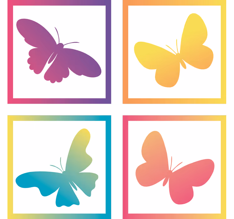 Moderne onderzetters vlinder silhouetten in kleuren - TenStickers