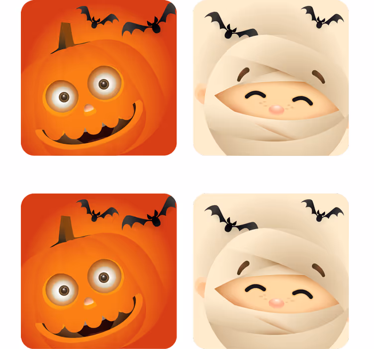 Halloween onderzetters vrolijke pompoen en mummie - TenStickers