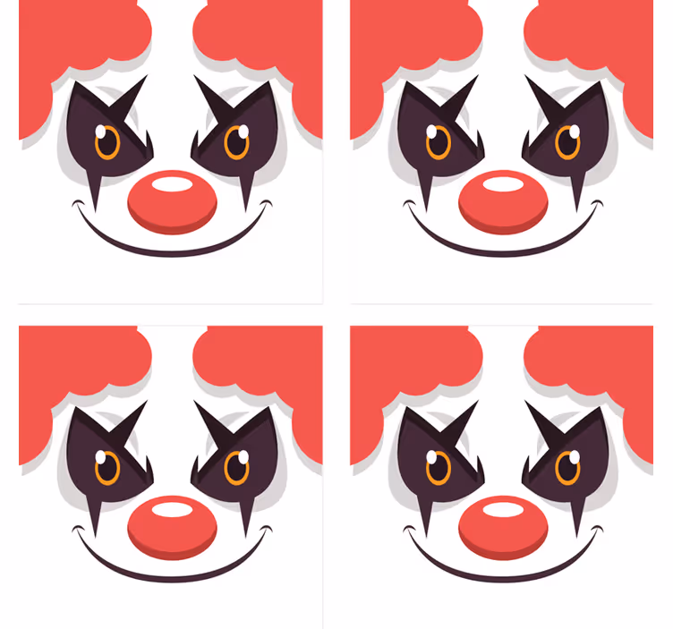 Enge onderzetters met speelse clowngezichtdesign - TenStickers
