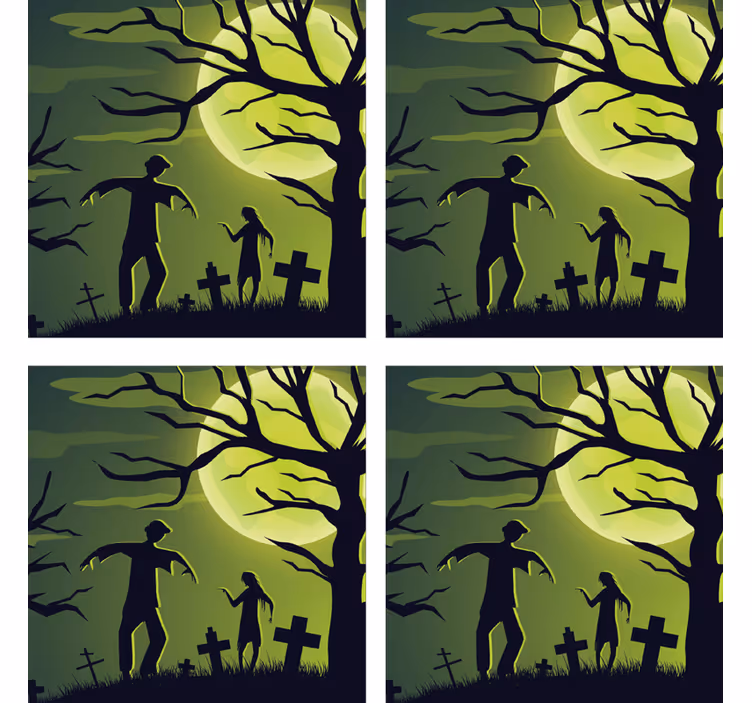 Halloween onderzetters zombies onder maanlicht - TenStickers