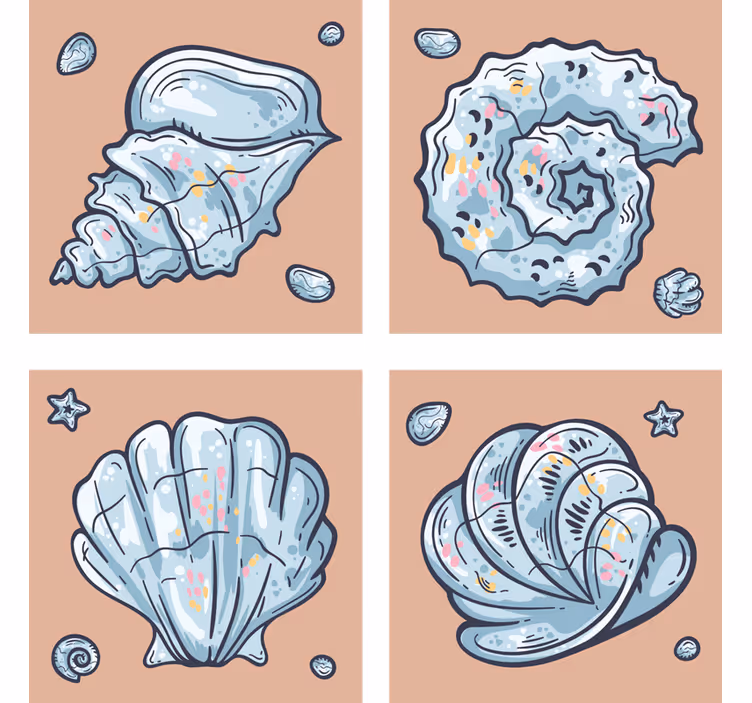 Moderne onderzetters met schelpmotieven - TenStickers