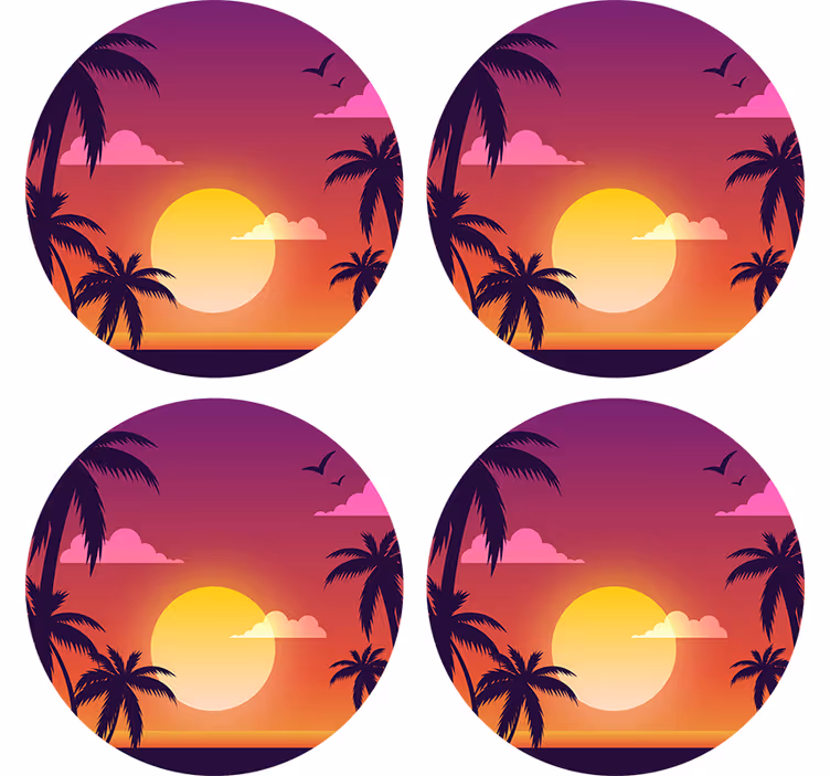 Enge onderzetters tropisch zonsondergang motief - TenStickers