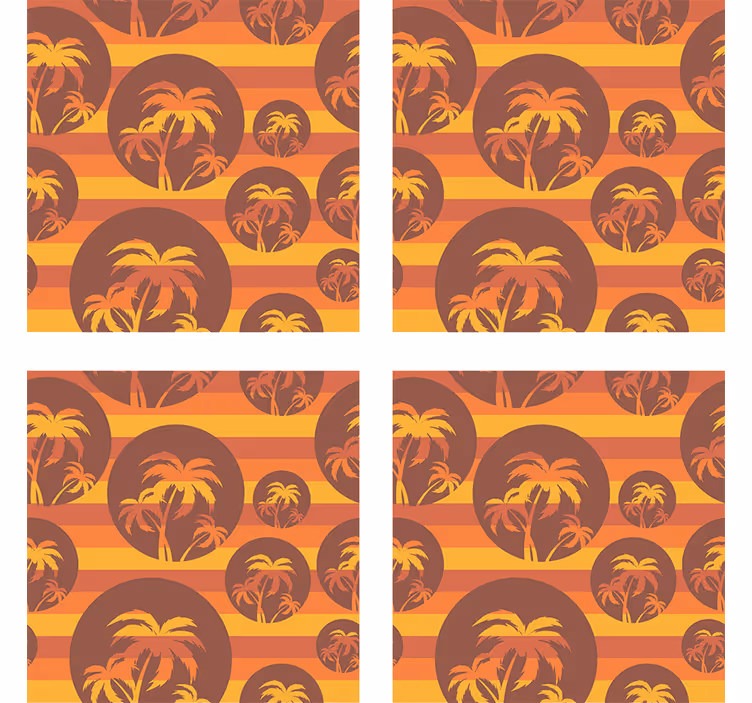 Enge onderzetters retro palmboom motief - TenStickers