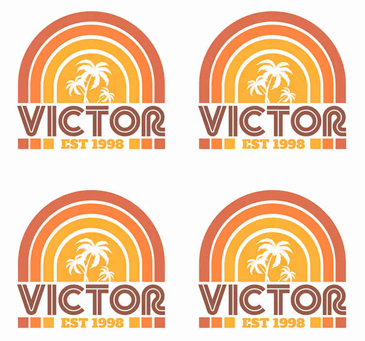 Gepersonaliseerde onderzetters retro palm trees embleem - TenStickers