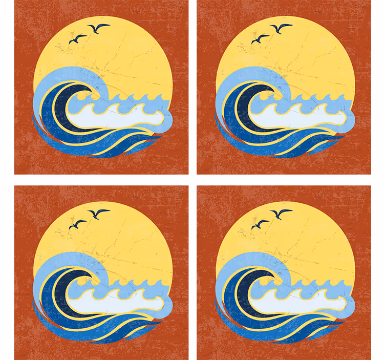 Onderzetters jaren 70 Zon, strand en golf - TenStickers